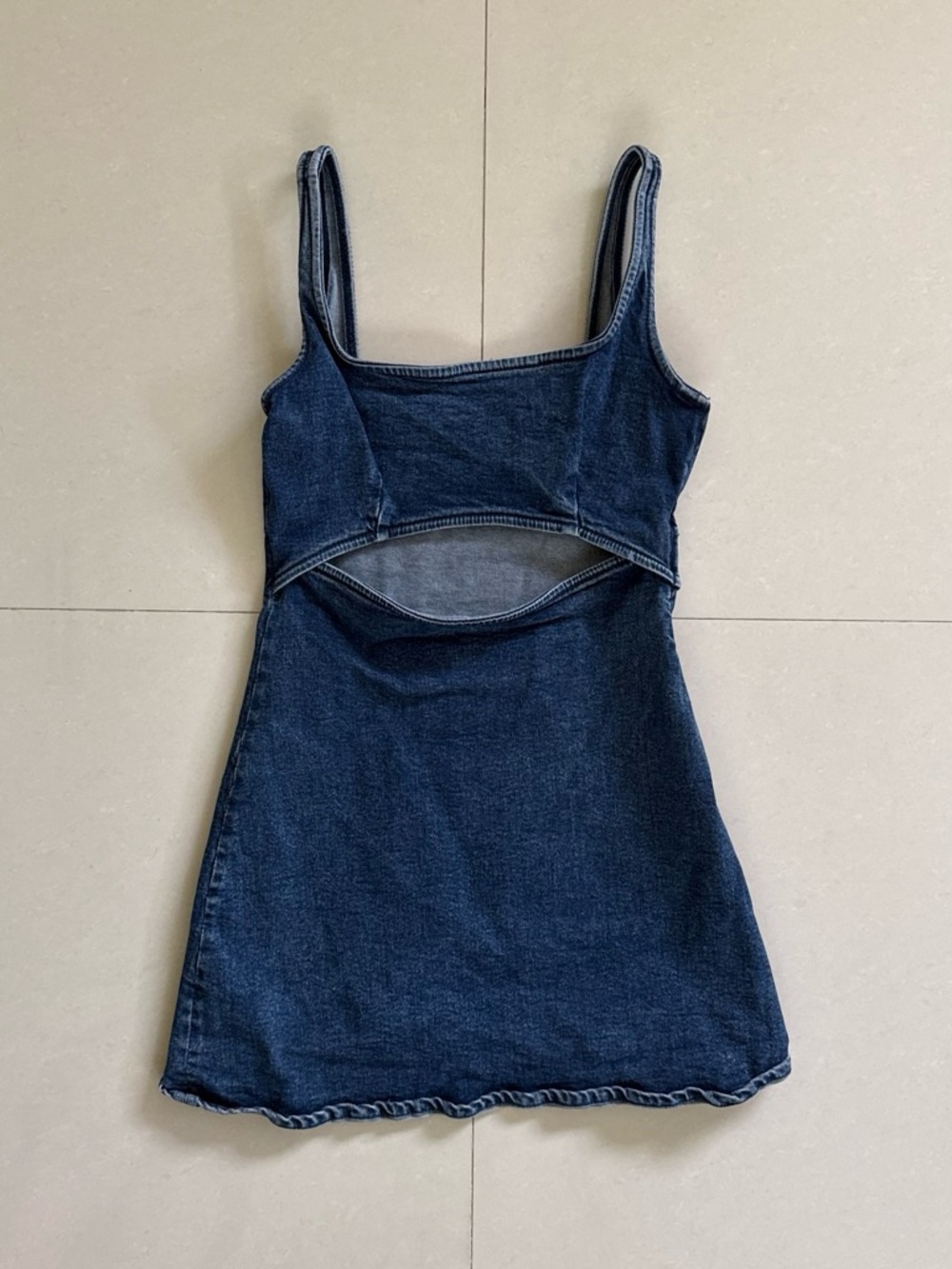 ZARA Denim Mini Dress in Dark Blue with Cutouts
